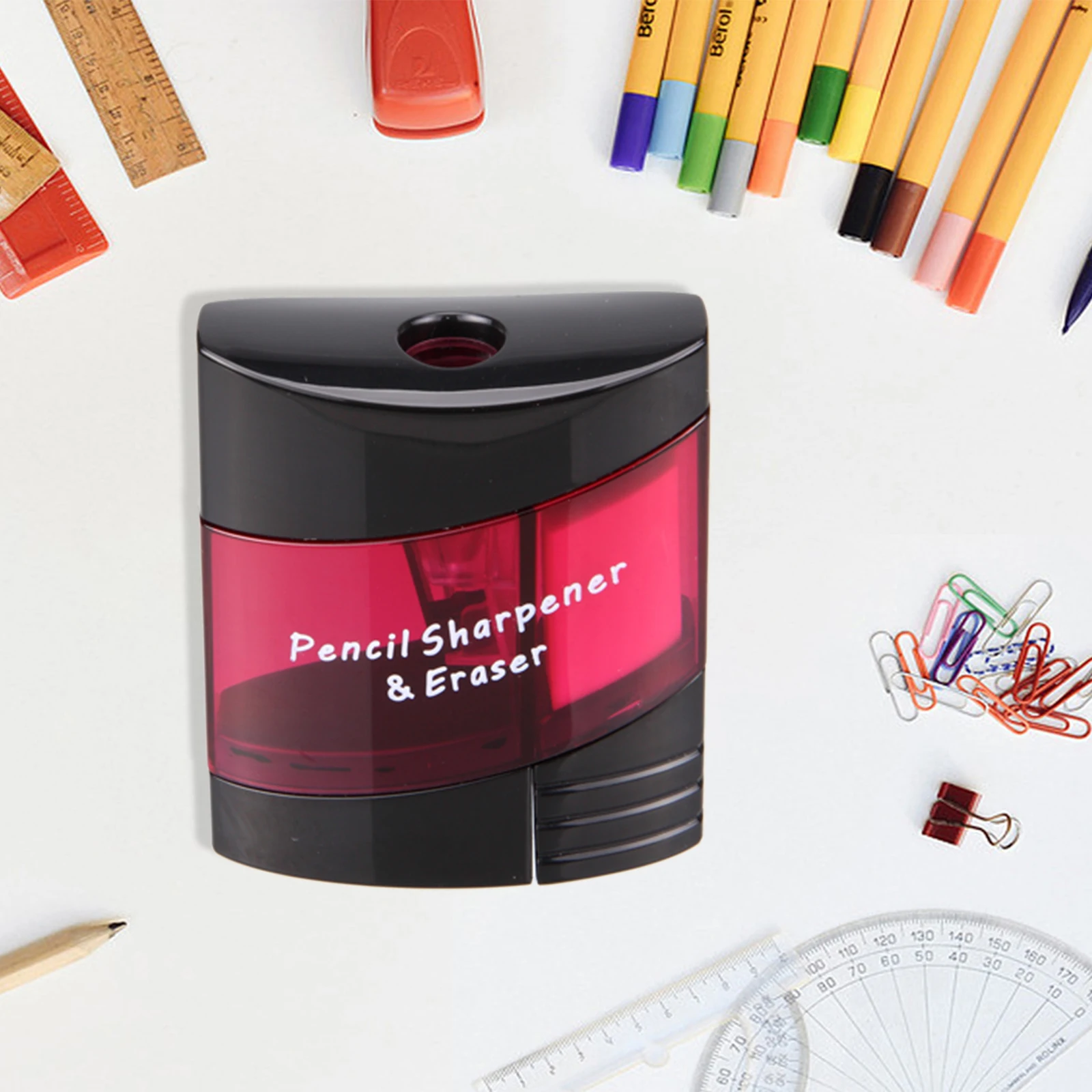 Factory Wholesale AS00553 Custom Sharpener Single-hole Portable Handheld Black Pencil Sharpener with Eraser