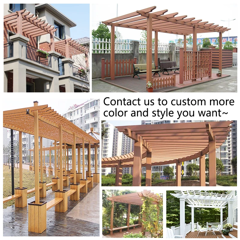 Waterproof pergola canopy large outdoor garden wood pavilion country wpc gazebo patio wpc pergola for all-season
