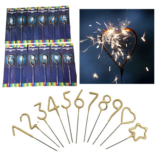 Birthday fireworks indoor wedding number heart shaped sparklers