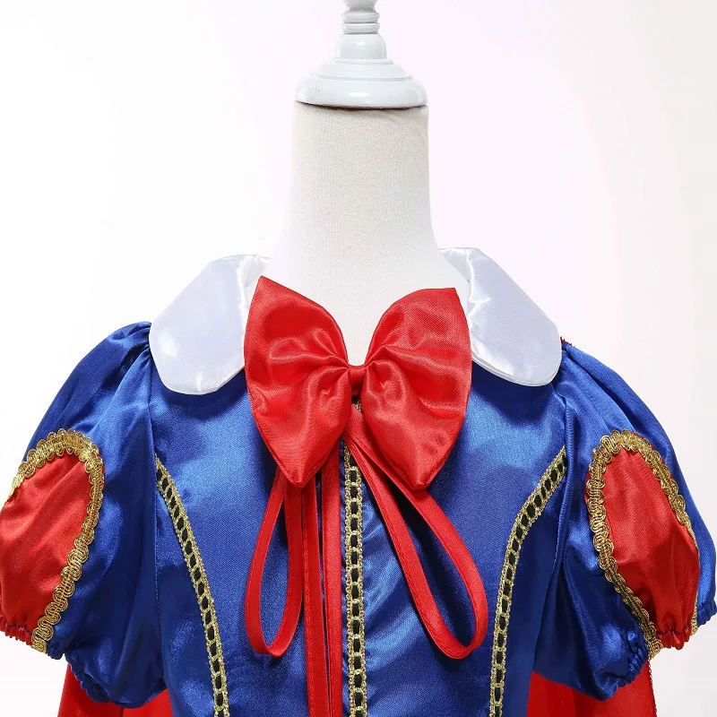 Girls Snow White Dress Kids Birthday Evening Party Cosplay Fancy Princess Costume Children Short Puff Sleeve Mesh Tulle Dresses