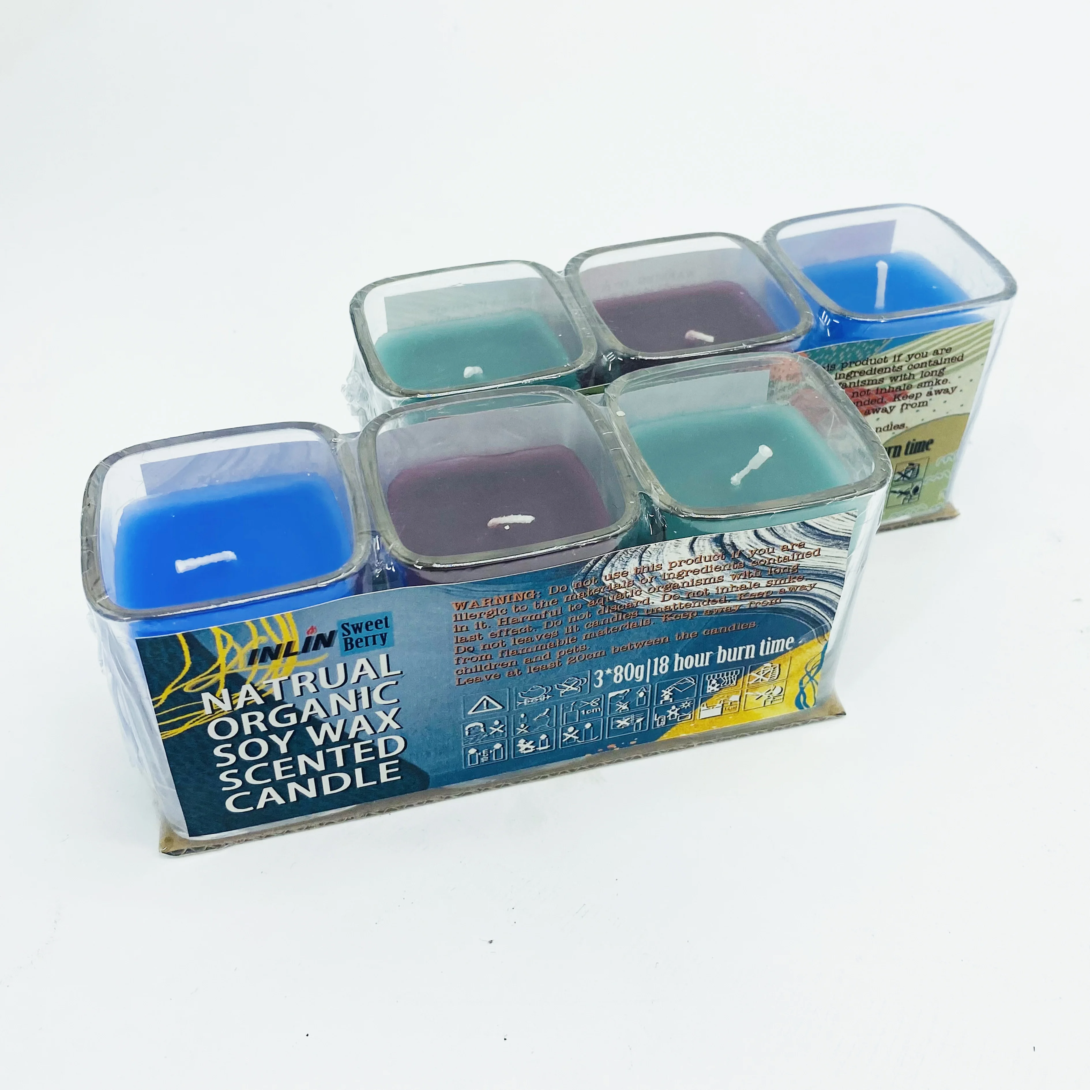 Custom Cheap Price Private Label Crystal Square Glass Jar Strong Scent Factory Custom Aromatherapy Paraffin  Wax Scented Candle