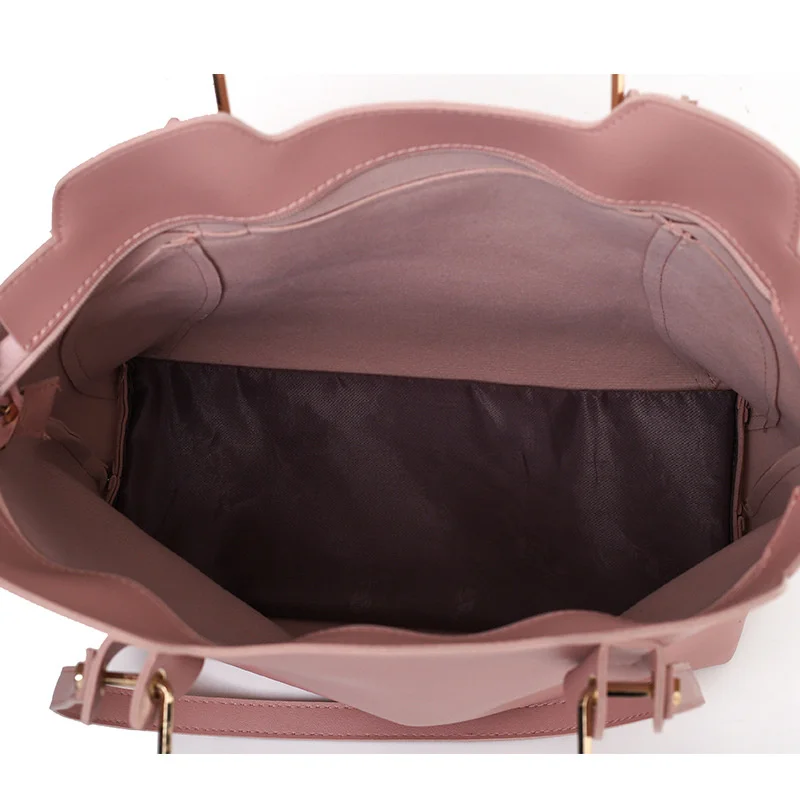 Wholesale 3 Pieces set Quality Handbags Factory Custom Luxurious Pure Color Handbags Casual Shoulder Pures