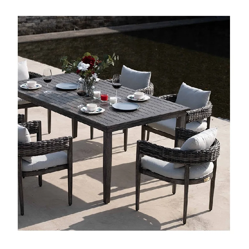 Factory sale comfortable outdoor dining sets 4-6 peoplepatio  garden furniture PE wicker rattan dining table and chair set