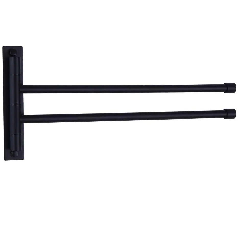 Factory direct sell black bathroom movable towel rack 304 stainless steel toilet washroom towel bar wall mounted bath ball shelf