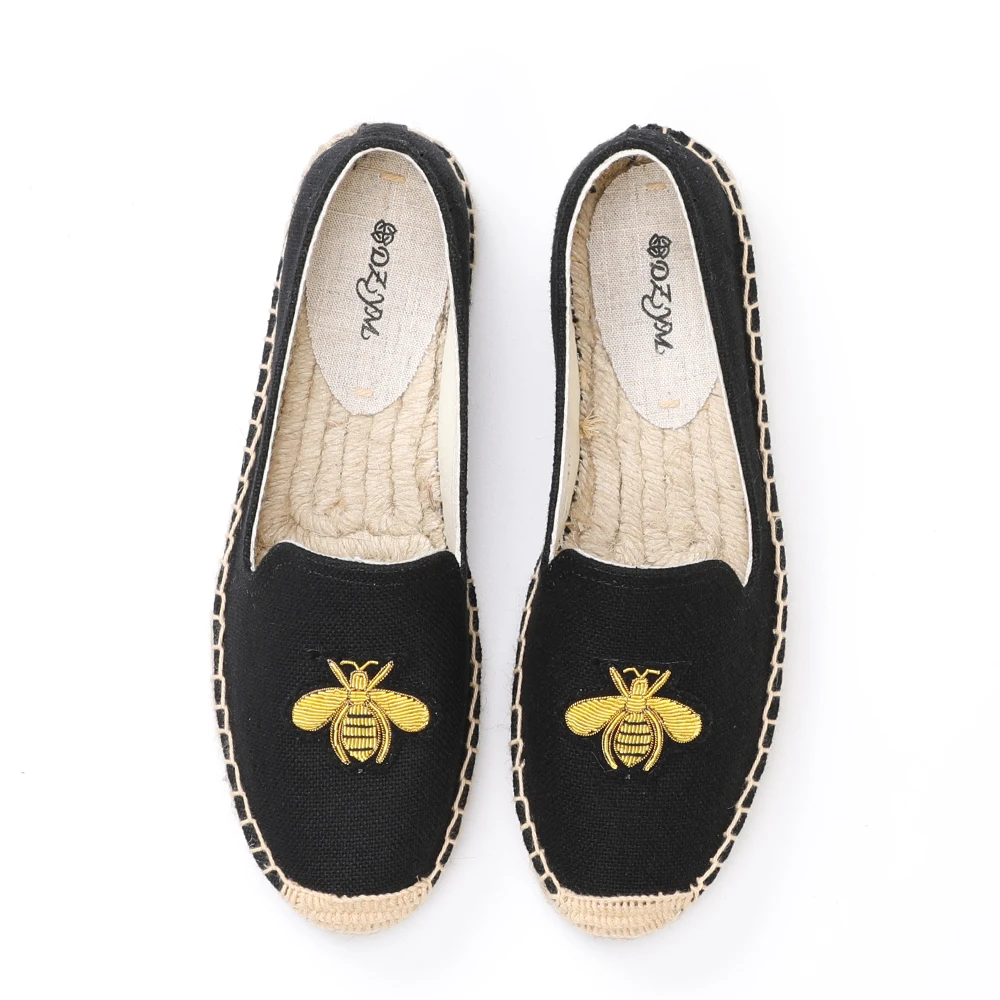Busy Little Bee Embroidery Busy Little Bee pattern ladies women casual flat Summer Spring Espadrilles Breathable Anti-Slippery