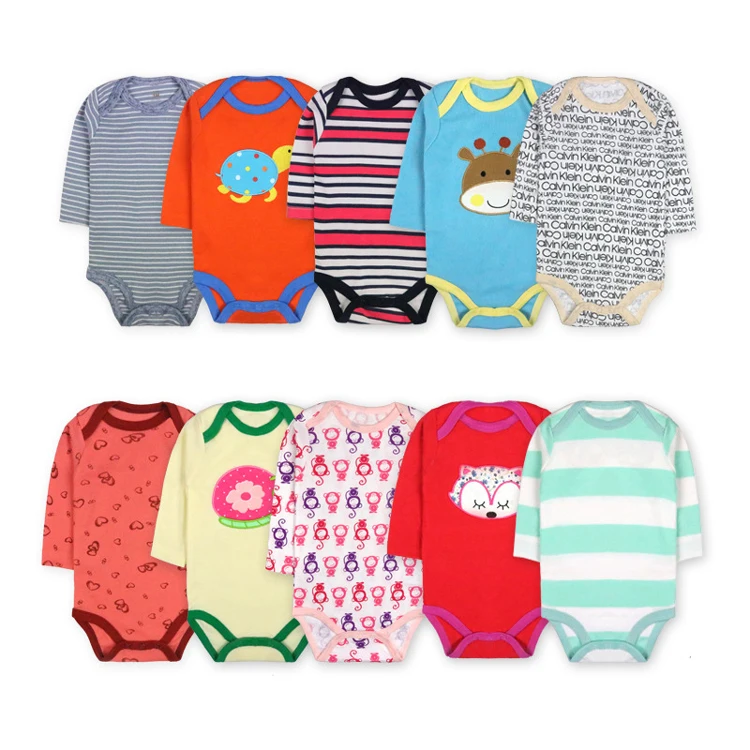 wholesale 5 in 1 long sleeve animal printed baby newborn infant bodysuits