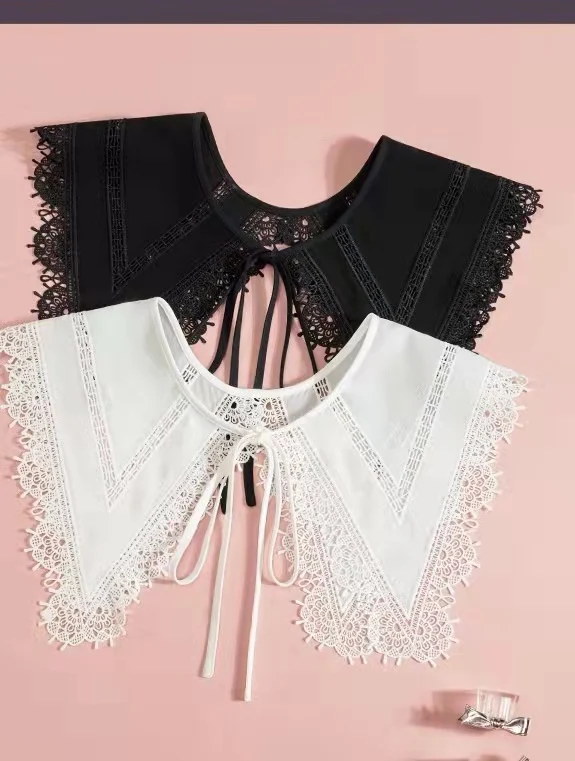 custom Clothing accessories neck white embroidered flower designs elegant women girls detachable lace shawl fake collar
