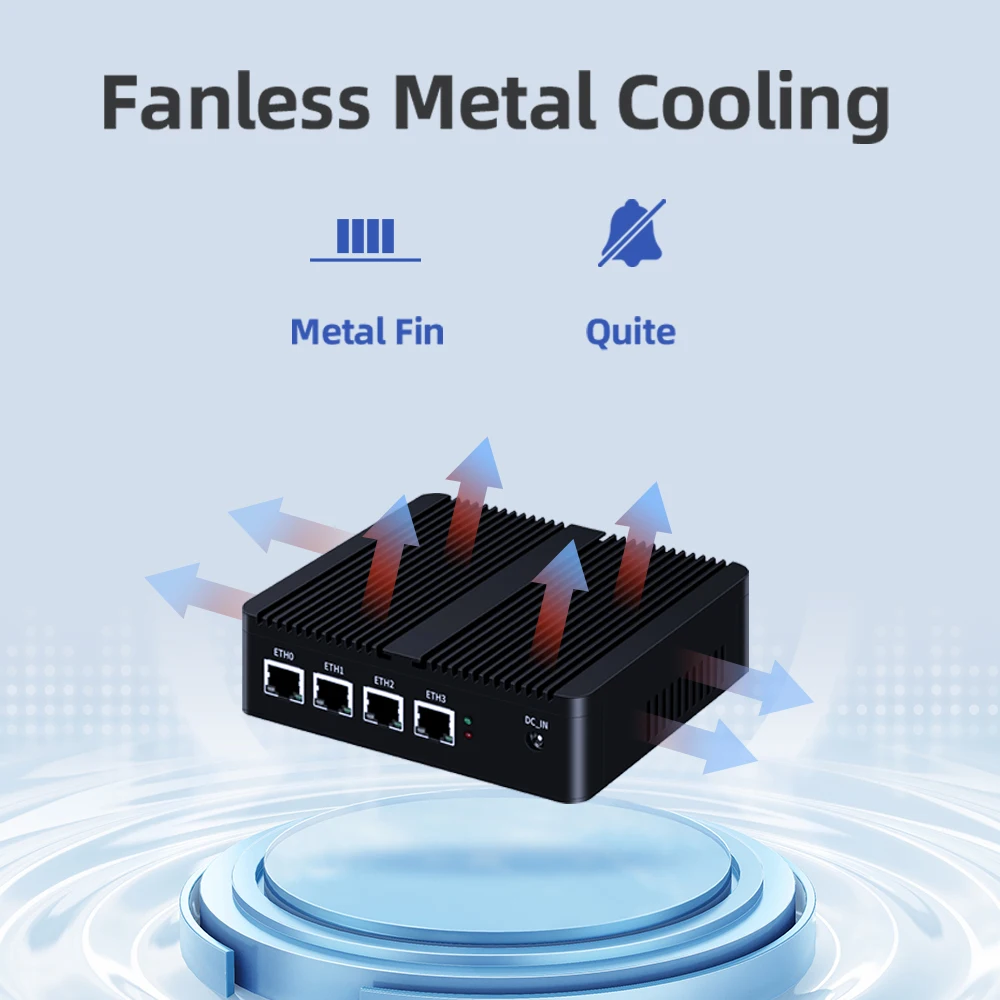 12V Mini PC Intel N100 DDR5 RAM 2.5G RJ45 I225V NIC Ethernet Network Server Computer Fanless Firewall Pfsense Soft Router