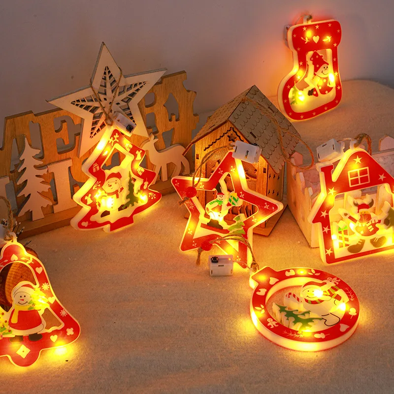 Christmas Tree light Christmas Pendant String Light Bell Snowman For Christmas Room Window Mall Holiday