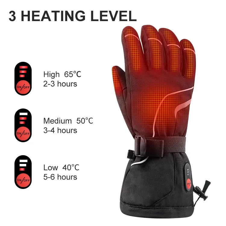 Hot-sales SAVIOR Waterproof Heating Gloves Touch Screen Rechargeable Battery Thermal Heated Gloves Hand Warmer Heated Ski Gloves