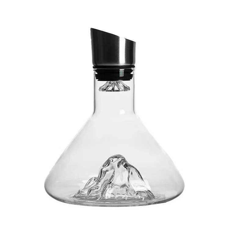 1500ml/50oz Mountain Shaped Clear Crystal Glass Decanter Eco-Friendly Bar Accessory for Red Wine Packed in Box