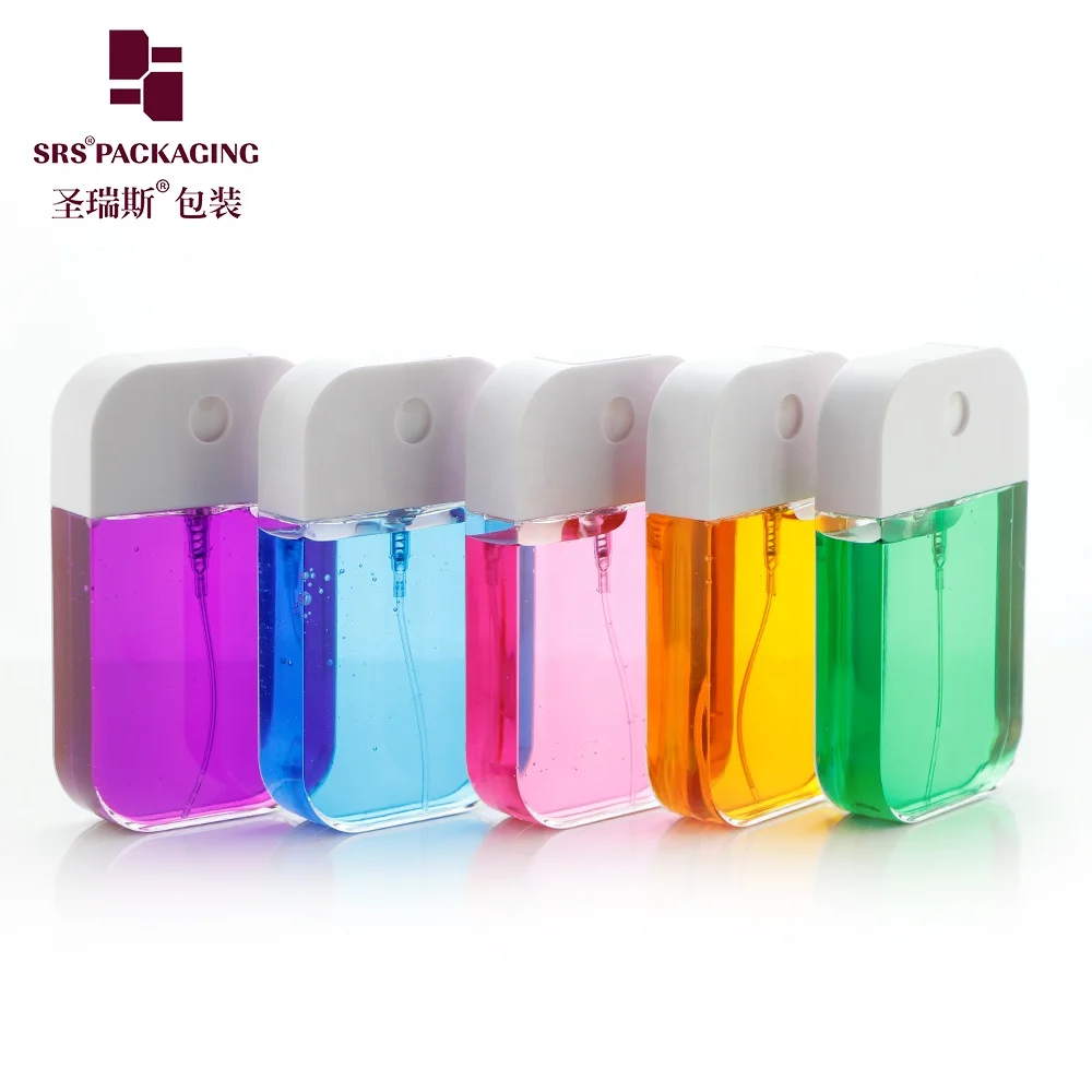 Wholesale Pocket Size Transparent PETG Plastic Perfume Packaging Square Phone Mist Spray Bottle 50ml