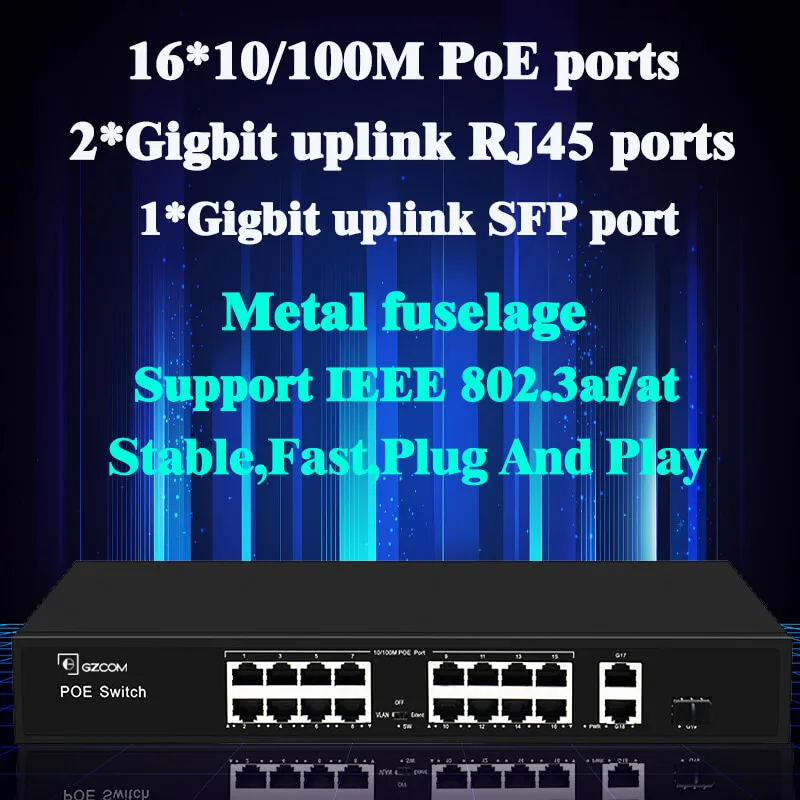 Factory OEM 4 8 16 24 32 48 Port Gigabit 250 meters extend Network Ethernet Poe Switch For CCTV Camera