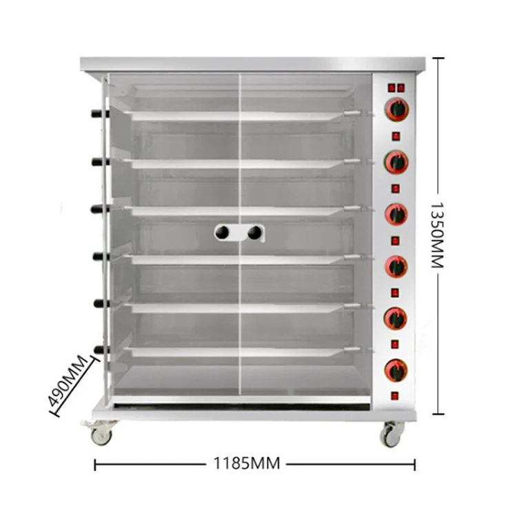 6-Layer Rotisserie Oven Roasting Chicken Machine  Stainless Steel Vertical Gas Chicken Grilled