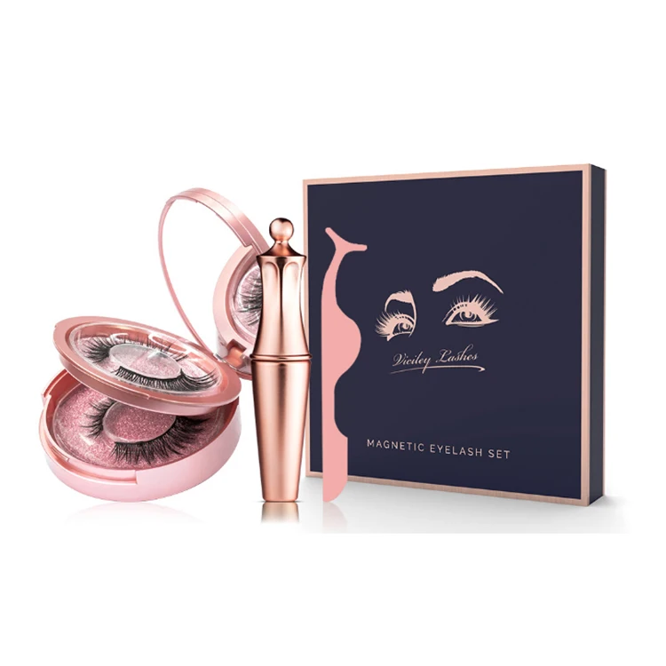 3D Mink Eyelashes Vendor 5 Magnets Magnetic Eyelash With Magnetic Eyeliner Set With Lash Packaging