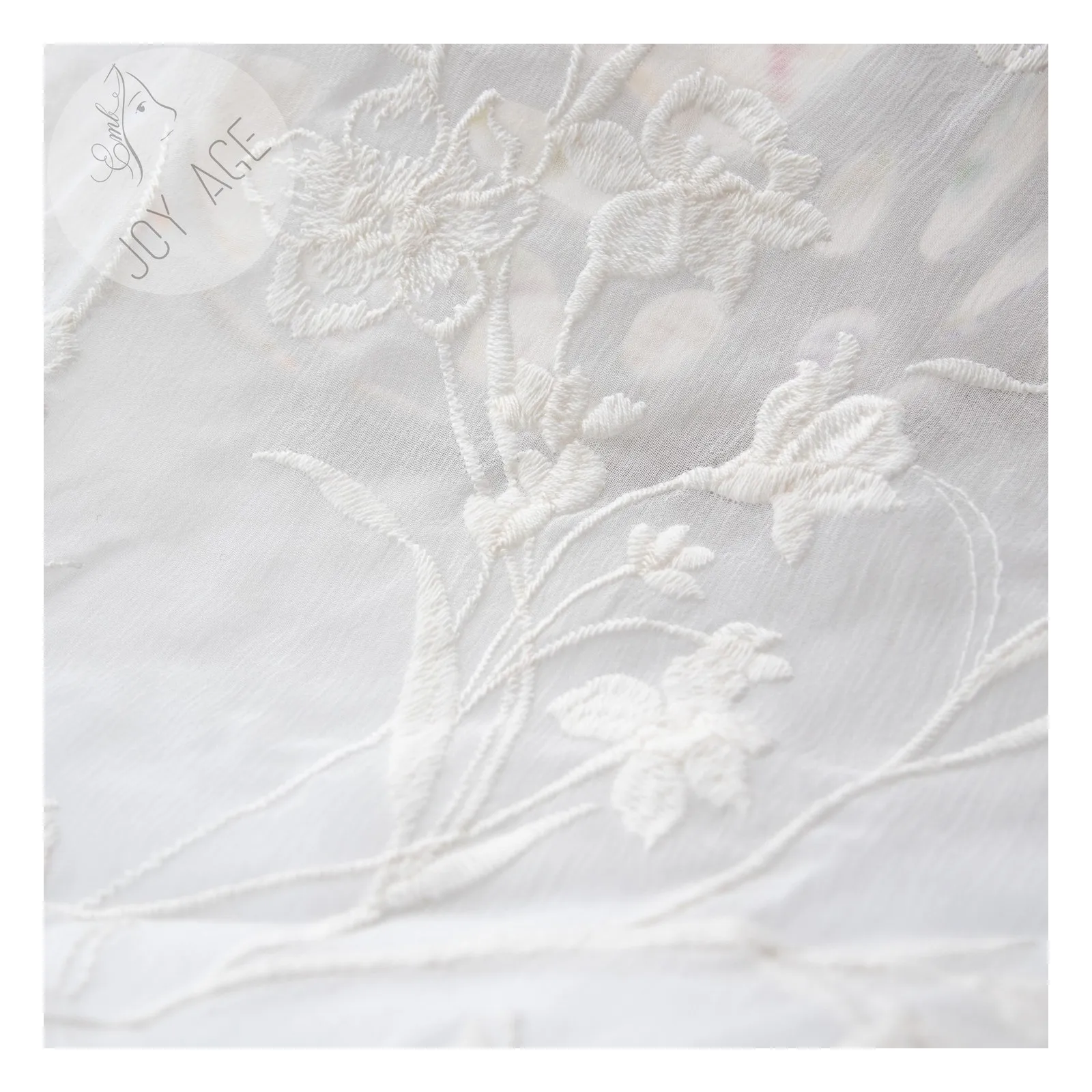 Chinese Factory Supply  Plain Silk Embroidery Lace Flower Multi Coloured Chiffon Fabric For Scarves