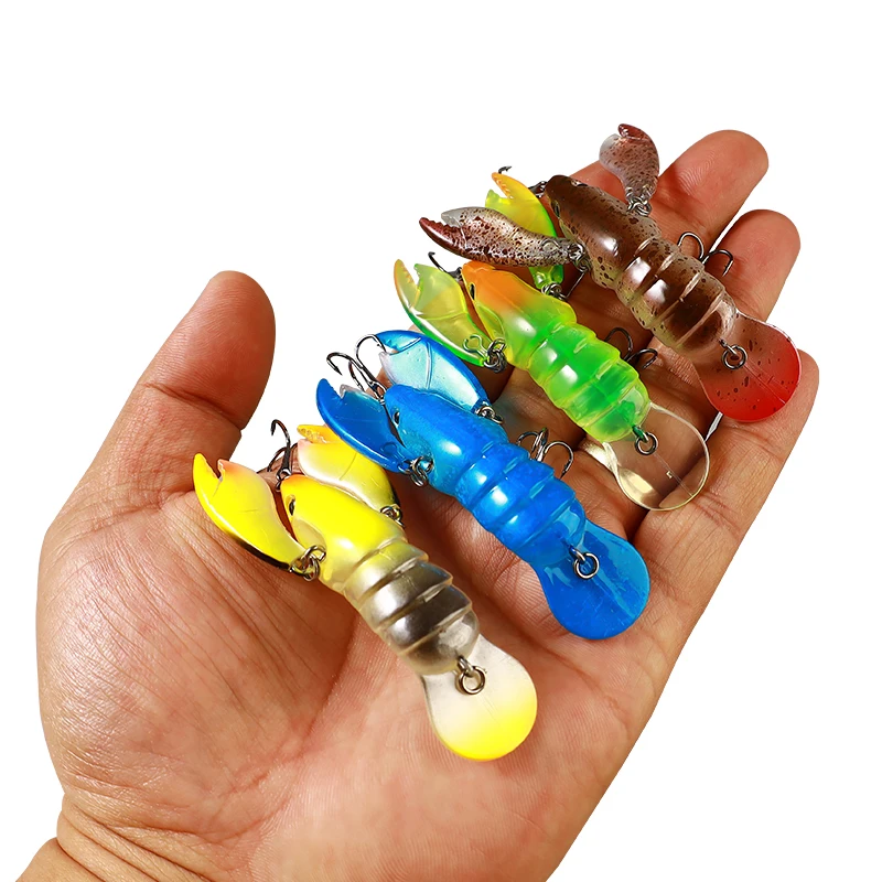6.5cm9g Crazy Jointed Claws Bionic Fishing Baits Hard Plastic Crawfish Bait Shrimp Lobster Claw Artificial Lure Swimbait