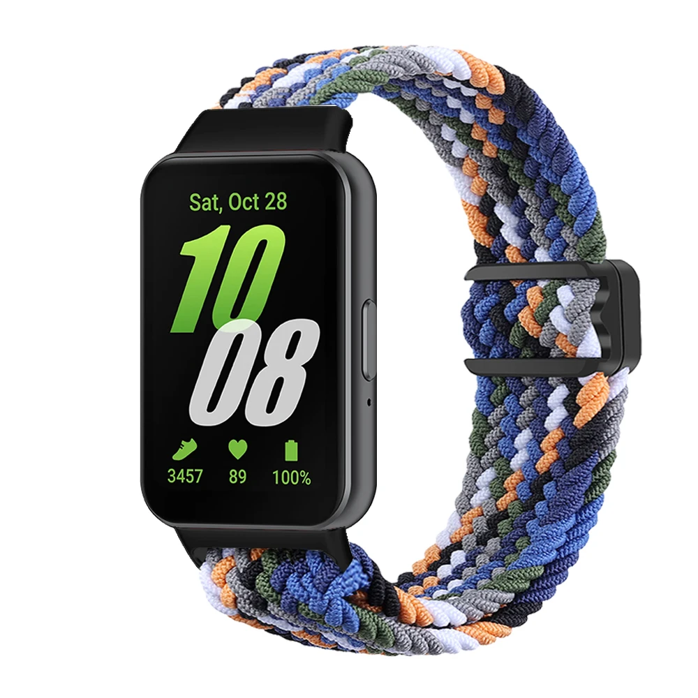 Magnetic Buckle Elastic Nylon Loop for Galaxy Fit 3 Adjustable Braided Wristband for Galaxy Fit3 smart Magnetic Braided Bracelet