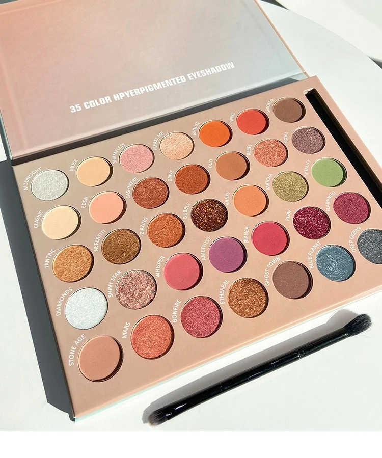 High Pigment Vegan Eyeshadow Palette 35 Color Makeup Eye Shadow Pallet With Brush