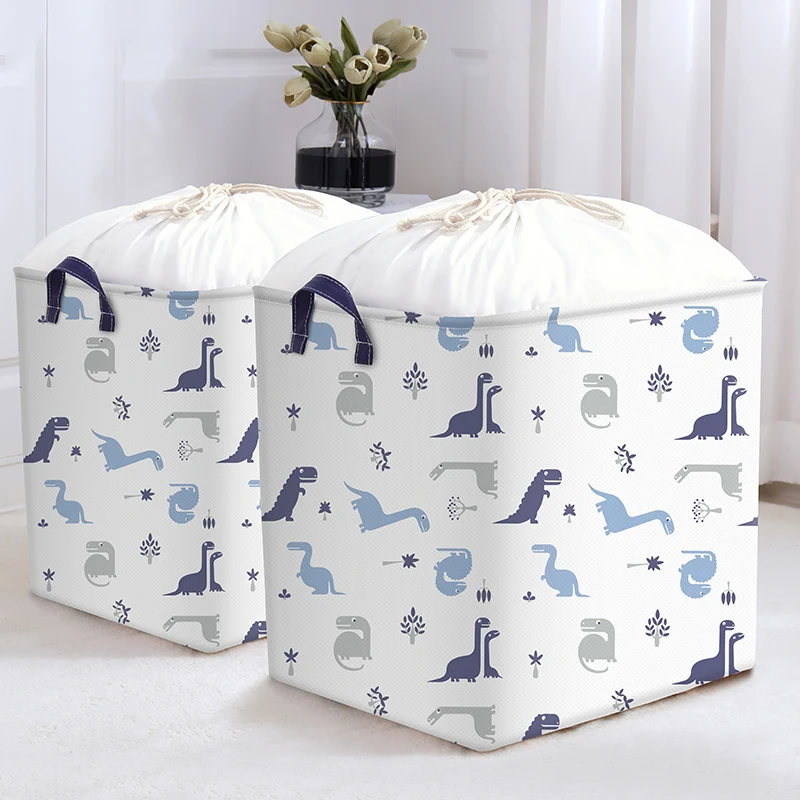 Large Capacity Cotton Dirty Clothes Storage Basket Round Folding Bundle Mouth Laundry Basket Clothes Toy Basket Organizer