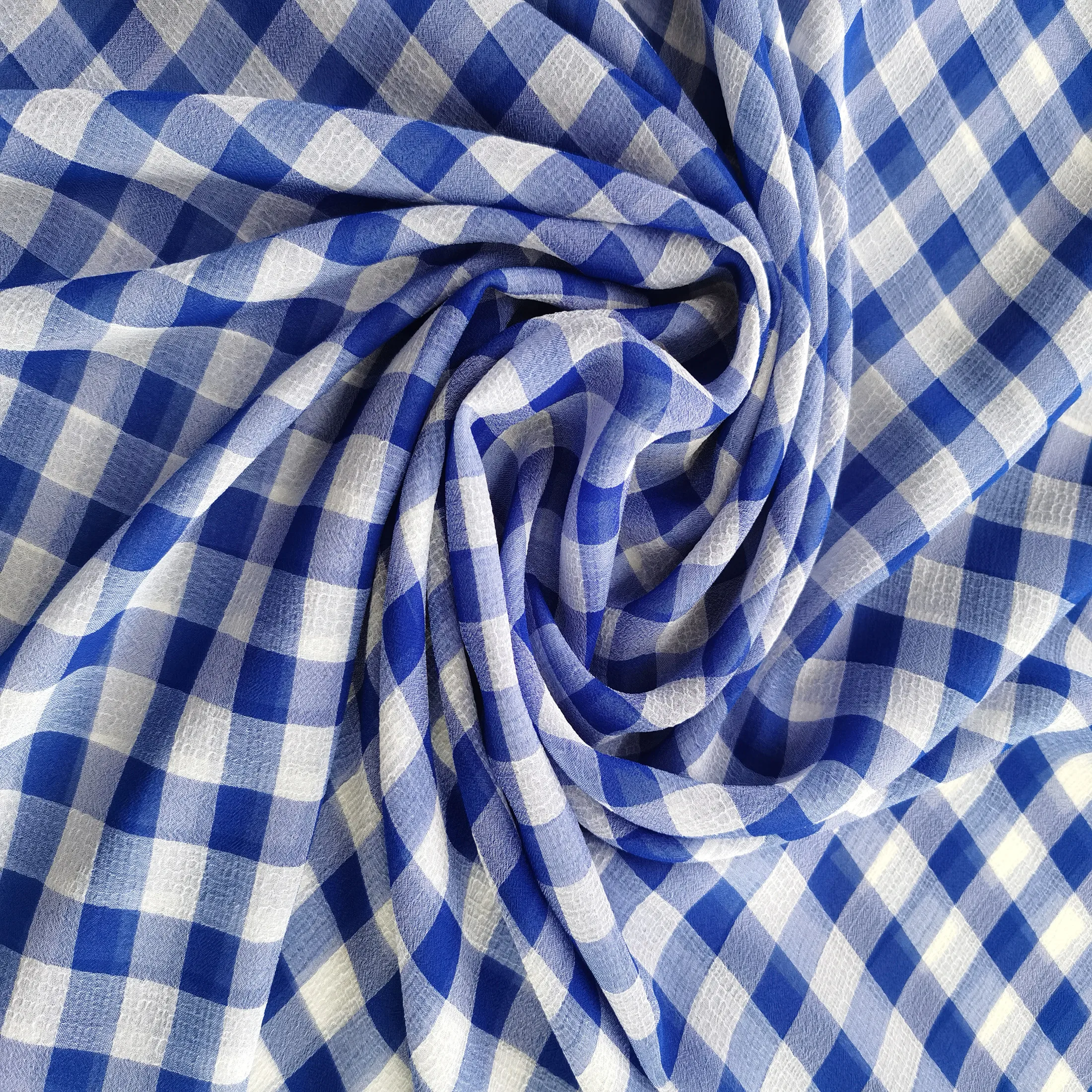 Катионная немнущаяся клетчатая шифоновая шелковая ткань