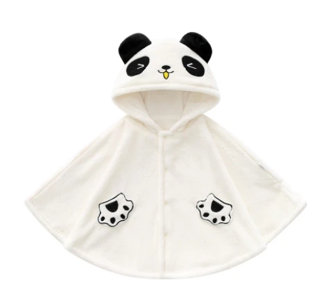 Thick Coral Fleece Hooded Cloak Autumn And Winter New Cloak Baby Cute Beige Cat Plush Warm Cloak Baby Outerwear