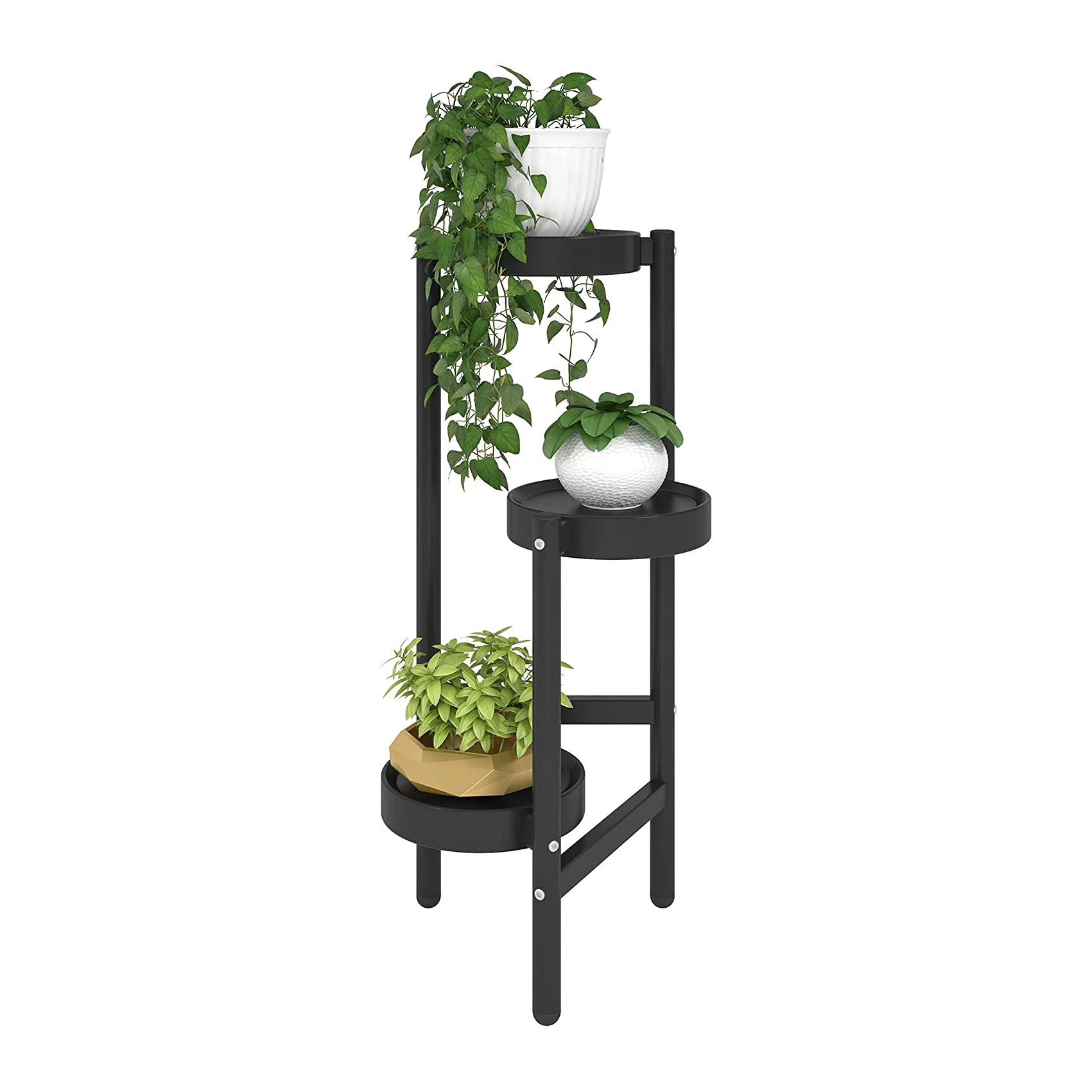 3 Tier Plant Stand Plastic Base Multiple Flower Pot Holder Shelves Planter Rack Storage Organizer