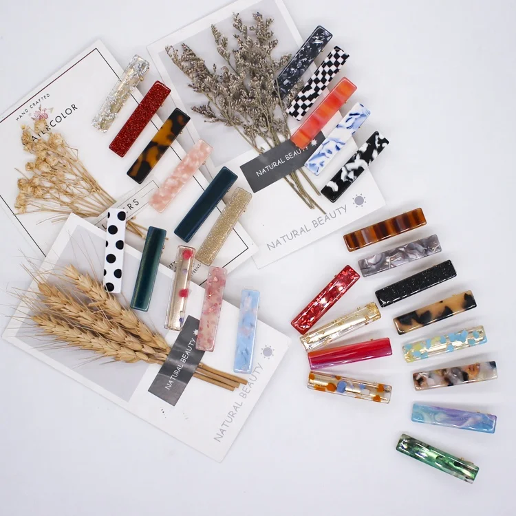 Lovely child hair accessories barrettes acetate acrylic small bar hair clips for little girls