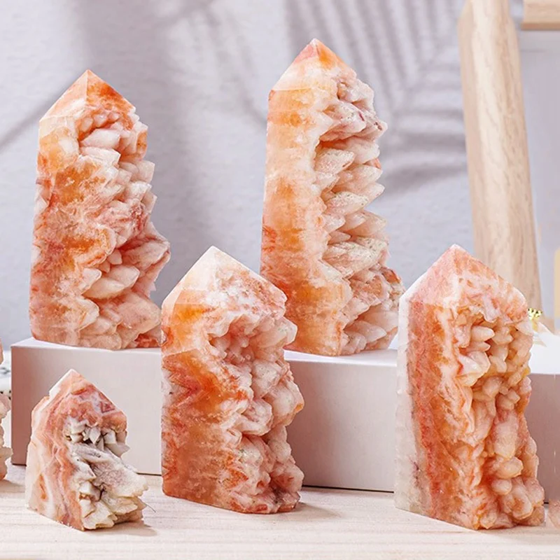 Wholesale raw gemstone specimen tower point healing reiki red crystal teeth point for decoration