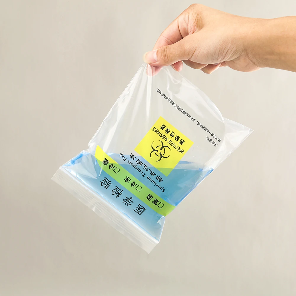 Double Pockets Lab Use Disposable Specimen Retrieval Bag, Three Layers Kangaroo Bag Bio Medical 95kpa Specimen Bags