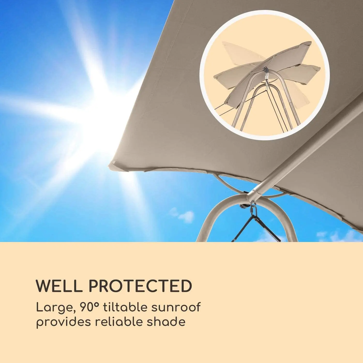 Garden Grove Lounger Swing Bed Powder-Coated Steel Frame Lying Surface with Removable and Washable Cover 6 cm High Padding