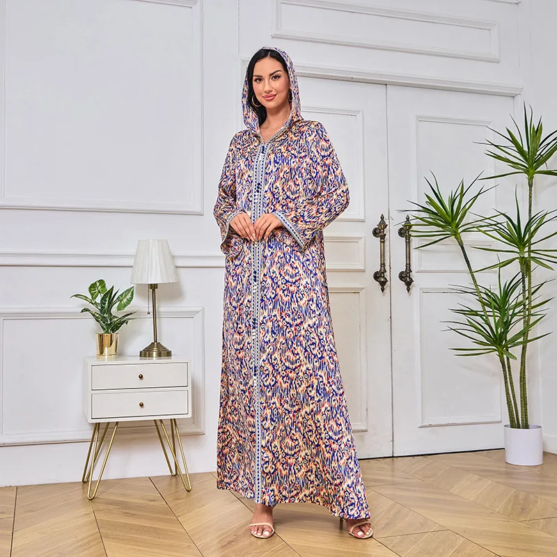 458 Casual Dresses for Muslim Girls abayah Designs Islamic Clothing Dubai Remandan Eid Women 2023 Wholesale 8 Colors 2pcs