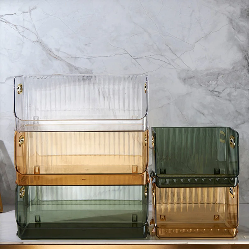 Wholesale Home Bathroom Movable Plastic Transparent Desktop Cosmetics Storage Shelf Rack Holder Multifunctional Racks