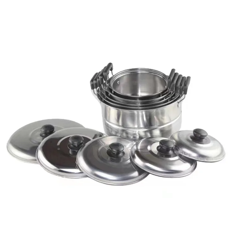 10 Pcs Kitchen Accessories  Stainless Steel Cookware Set Cooking Pot With Steel Lids