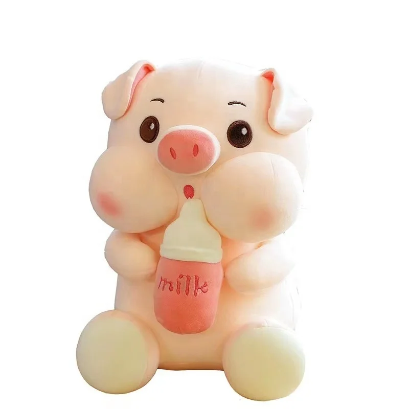 DL667 High Quality Custom Valentine Lovely Dolls Stuffed Soft Animal Cute Angel Pig Stuffed with Milk Tea Cup Plush Toy