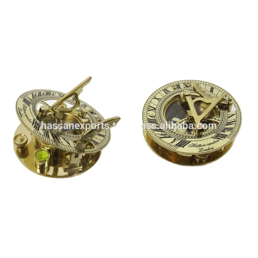 Nautical Brass Folding Sundial Compass With Spirit Level nautical supplies marine compasses for sale