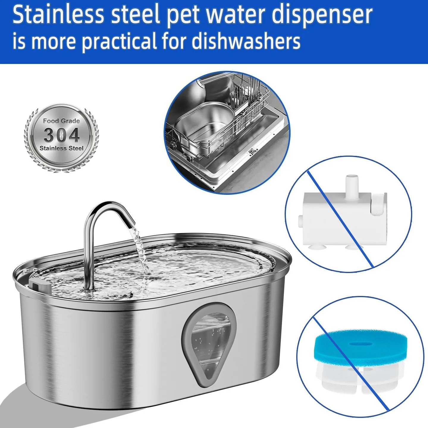 Stainless Steel Automatic Pet Water Dispenser Eco-Friendly 5L Indoor Fountain with Metal Faucet for Cats and Dogs