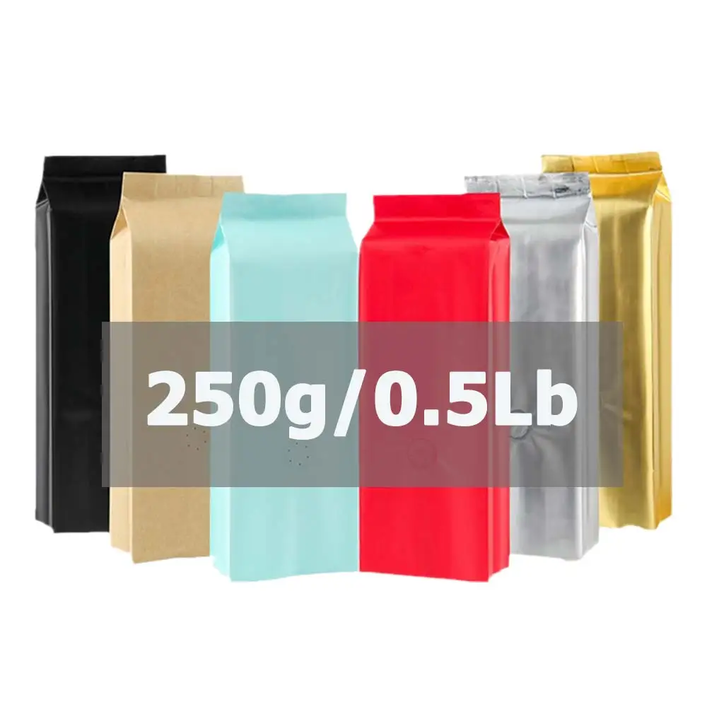 In Stock 250g 0.5Lb Small Digital Custom Printing Indonesia Black Roast Gusseted Side Gusset Coffee Bag