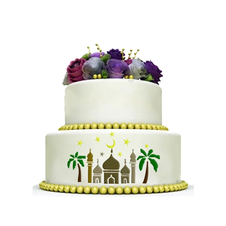 Hot Selling Castle Cake Spray Mold Powder Sugar Cake Spray Mold Template Plastic DIY Cake Stencil Fondant Mold
