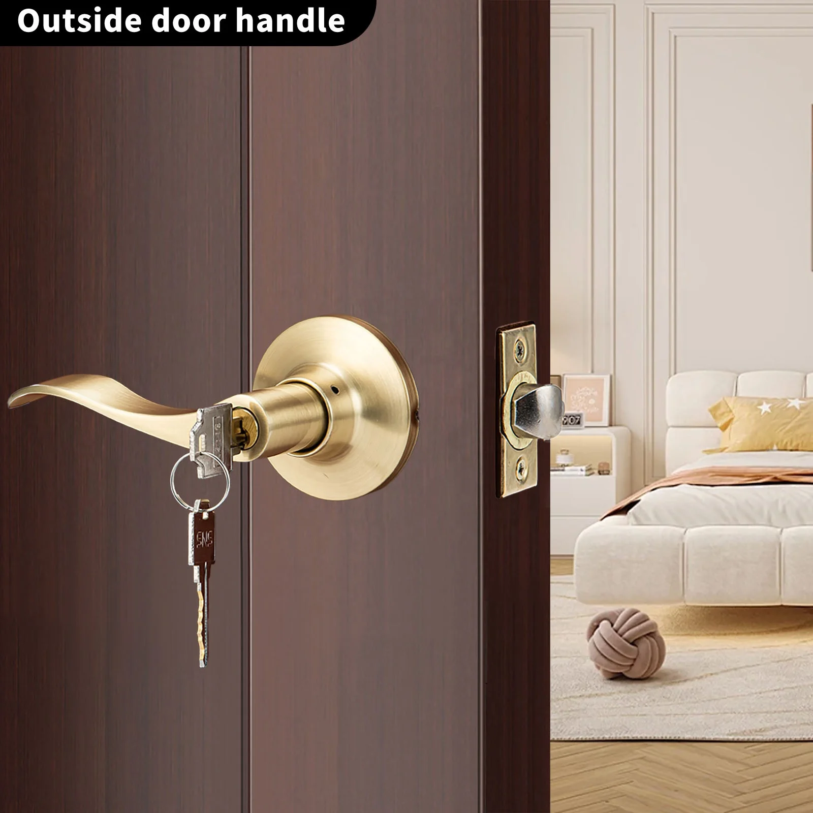 Interior privacy tubular door lever bedroom bathroom entry keyed stain srass lever door handle with lock