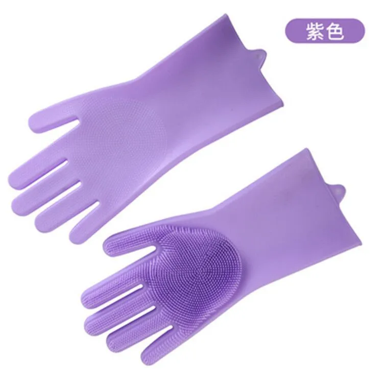 Waterproof Heat Resistant Non-Slip Glove Silicone Washing Scrubber Reusable Kitchen Glove Dishwashing Cleaning Rubber Gloves