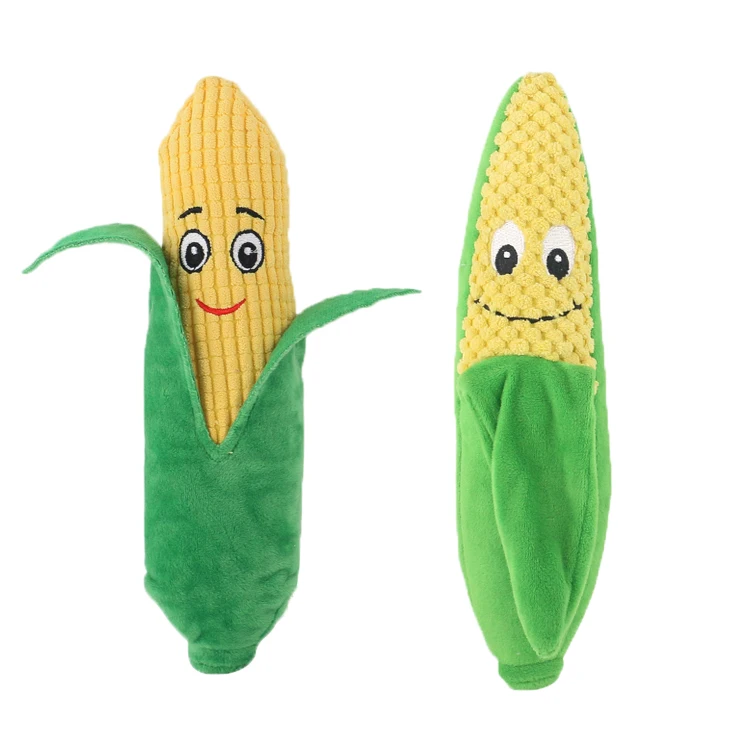 D KING Manufacturer Stuffed Vegetable Fruit Plush Pet Corn Toys Dog Squeaky Toys