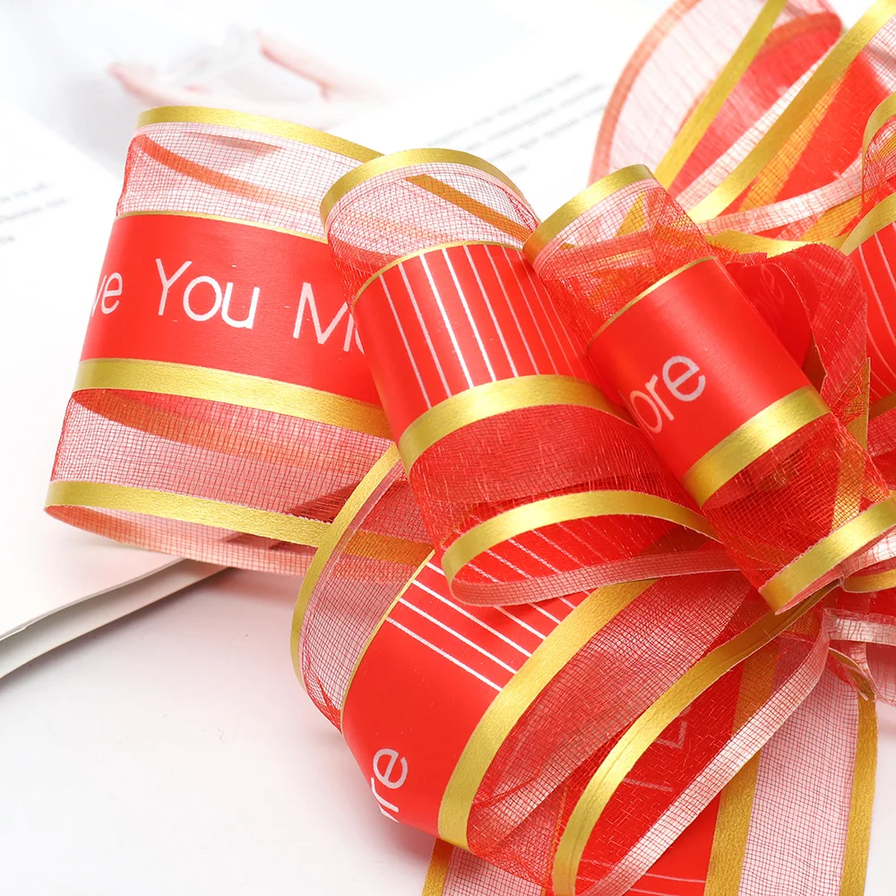 HUAJU Wholesale Butterfly Shape Pull Ribbon Wedding Party Gift Wrapping Wedding Decoration Organza Pull Bow ribbon