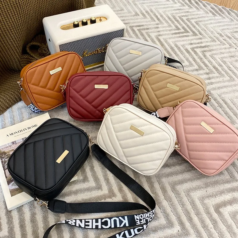 2024 Small Cross body Women Bags Leather Storage Camera Single Shoulder Satchel bag and Purses with Top Zipper and Wide Strap