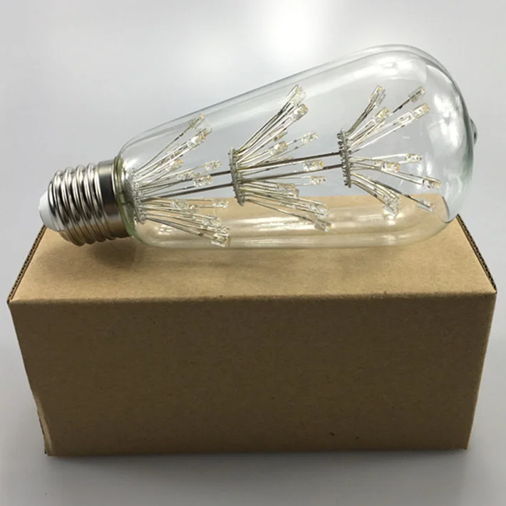 Новый продукт светодиодный фейерверк лампа накаливания в винтажном стиле Эдисона светодиодная Звездная 3 Вт 220 В декоративная ST64