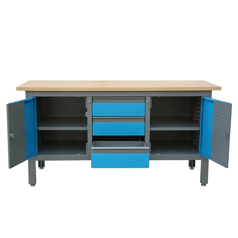 Commercial steel tool top particle board storage tool cabinet adjustable legs workbench