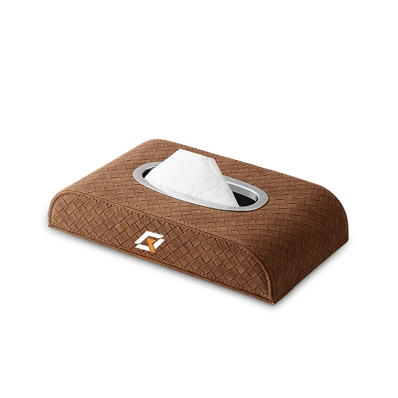 2024 Customizable LOGO Factory Car Accessories Armrest Tissue Holder Napkin Bag None Toxic Car PU Facial Tissue Box Organizer