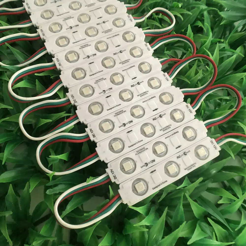 12V full colors RGB ws2811 led pixel module 3 leds SMD 5050 LED module IP68 waterproof rgb lights