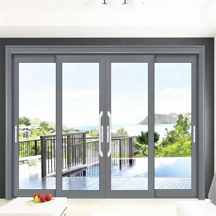 Pocket Sliding Patio Door Hot Sale Waterproof Kitchen Door Double Security smart System Hidden Aluminum Glass sliding Door