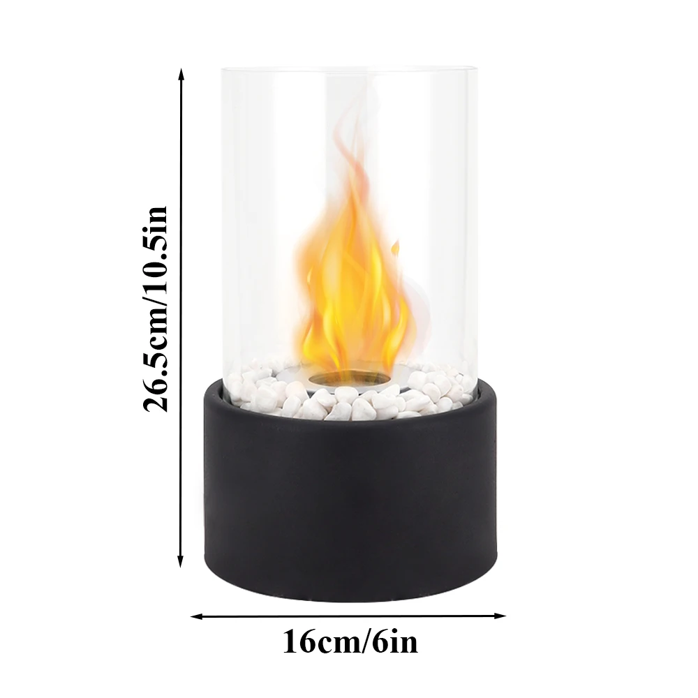 Round glass table fireplace bio ethanol burner fire pits smokeless portable fire pit for indoor home decor